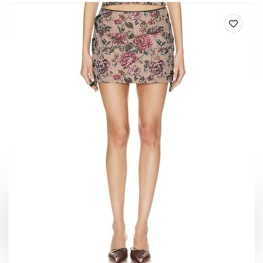 Majorelle Mini Skirt Womens Small Floral Velvet Lace Up Bows‎ Margeaux Revolve